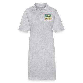 niedliche kleine grüne retro vintage alien sonnenbaden - Stanley/Stella Frauen Bio-Polokleid PAIGER - Grau meliert - Vorne
