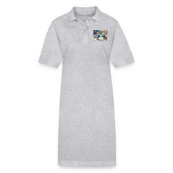 niedlicher kleiner Teufel Fuchs Alltag – Schnee spielen - Stanley/Stella Frauen Bio-Polokleid PAIGER - Grau meliert - Vorne