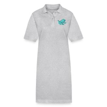 Octopus turquoise - Stanley/Stella PAIGER Organic Women’s Polo Dress - heather grey - Front