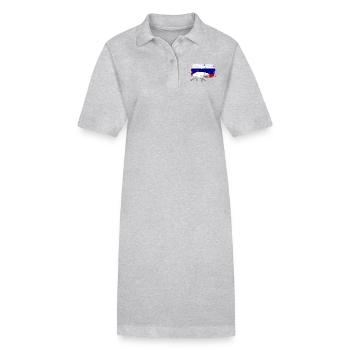 Russia Flag - Polar Bear - Stanley/Stella Frauen Bio-Polokleid PAIGER - Grau meliert - Vorne