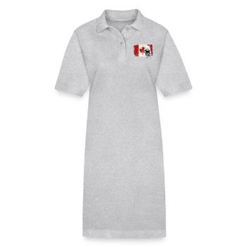 Polar Bear - Canada Flag - Stanley/Stella Frauen Bio-Polokleid PAIGER - Grau meliert - Vorne