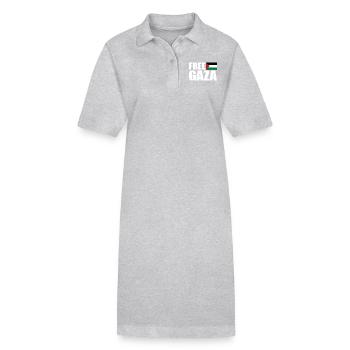 Free gaza - Stanley/Stella PAIGER Organic Women’s Polo Dress - heather grey - Front