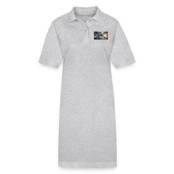Ein realistischer böser dunkler Drache jagt den Fluss - Stanley/Stella Frauen Bio-Polokleid PAIGER - Grau meliert - Vorne