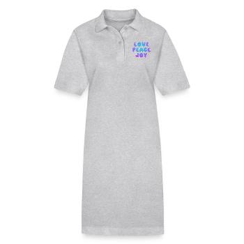 Love Peace Joy - Stanley/Stella PAIGER Organic Women’s Polo Dress - heather grey - Front