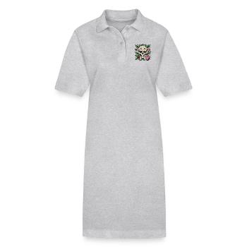 Crâne festif avec des éléments de Noël - Robe polo bio PAIGER Stanley/Stella Femme - gris chiné - Devant