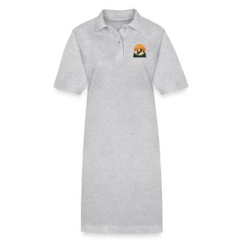 Scène d'aventure rétro en forêt et montagne - Robe polo bio PAIGER Stanley/Stella Femme - gris chiné - Devant