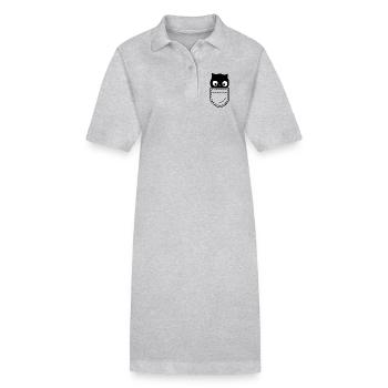 Katze Katzen - Stanley/Stella Frauen Bio-Polokleid PAIGER - Grau meliert - Vorne