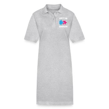You and Me Complete Funny Puzzle - Stanley/Stella PAIGER Organic Women’s Polo Dress - heather grey - Front