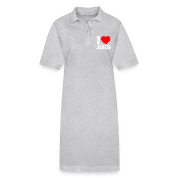 I love jesus - Stanley/Stella Frauen Bio-Polokleid PAIGER - Grau meliert - Vorne