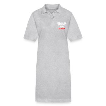 please be patient i have autism - Stanley/Stella PAIGER Organic Women’s Polo Dress - heather grey - Front