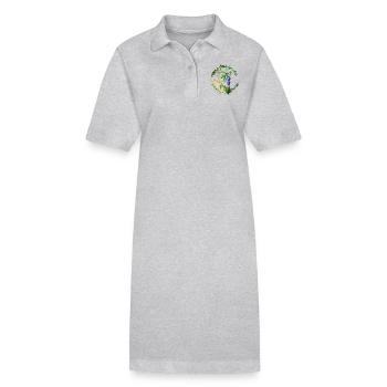 Feuilles de vignes avec raisins blanc et noir - Robe polo bio PAIGER Stanley/Stella Femme - gris chiné - Devant