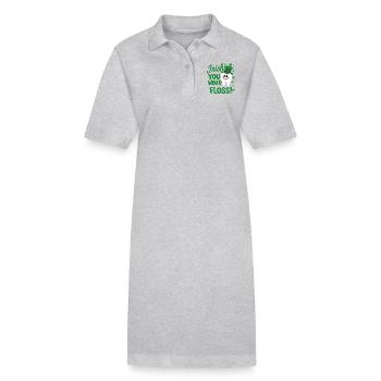 Dental Hygiene Cute Teeth Irish You Would Floss - Stanley/Stella PAIGER Organic Women’s Polo Dress - heather grey - Front
