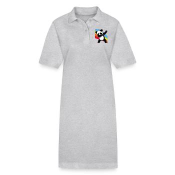 Retro Vintage Style Pop Art Dabbing Dab Panda Bär - Stanley/Stella Frauen Bio-Polokleid PAIGER - Grau meliert - Vorne