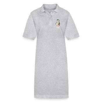 Kaffee-Pinguin im Bürolook - Stanley/Stella Frauen Bio-Polokleid PAIGER - Grau meliert - Vorne