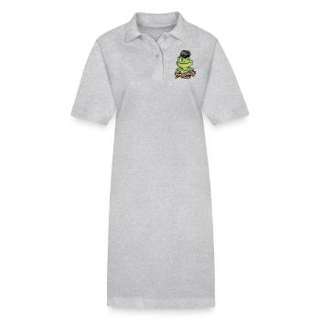 Cartoon-Frosch mit Rockabilly-Haarschnitt - Stanley/Stella Frauen Bio-Polokleid PAIGER - Grau meliert - Vorne