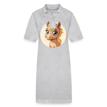 Fröhliches Pony - Stanley/Stella Frauen Bio-Polokleid PAIGER - Grau meliert - Vorne