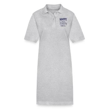 Happy Wife happy life saying wife - Stanley/Stella PAIGER Organic Women’s Polo Dress - heather grey - Front