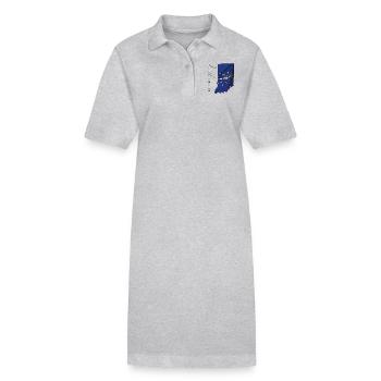 Drapeau de l’État de l’Indiana sur la carte de l’État de l’Indiana IN - Robe polo bio PAIGER Stanley/Stella Femme - gris chiné - Devant