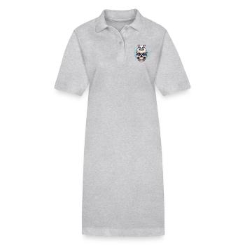 Crâne avec une jolie petite souris sur le front - Robe polo bio PAIGER Stanley/Stella Femme - gris chiné - Devant