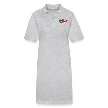 Portugal Canada flag heart - Stanley/Stella PAIGER Organic Women’s Polo Dress - heather grey - Front