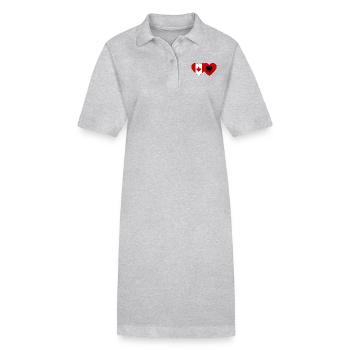Kanada Albanien Flagge Herz - Stanley/Stella Frauen Bio-Polokleid PAIGER - Grau meliert - Vorne