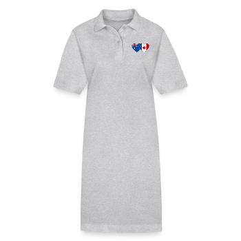 Australia Canada Flag Heart - Stanley/Stella PAIGER Organic Women’s Polo Dress - heather grey - Front