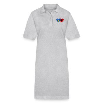 Kosovo Albanien Flagge Herz - Stanley/Stella Frauen Bio-Polokleid PAIGER - Grau meliert - Vorne