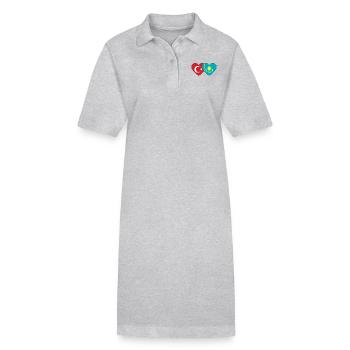 Türkei Kasachstan Flagge Herz - Stanley/Stella Frauen Bio-Polokleid PAIGER - Grau meliert - Vorne