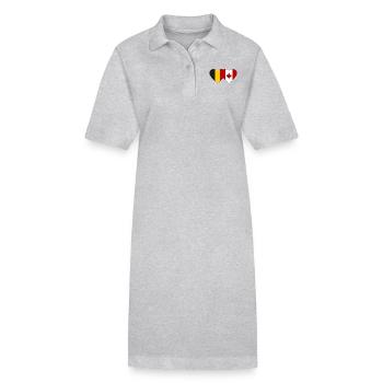 Belgium Canada Flag Heart - Stanley/Stella PAIGER Organic Women’s Polo Dress - heather grey - Front