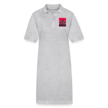 Red Retro Tea Time - Stanley/Stella PAIGER Organic Women’s Polo Dress - heather grey - Front