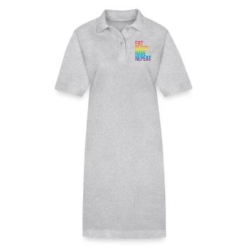 Rave - Eat sleep repeat3 - Stanley/Stella Frauen Bio-Polokleid PAIGER - Grau meliert - Vorne