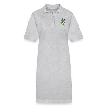 Drôle de requin chevauchant T-Rex Dinosaure Nouveauté graphique - Robe polo bio PAIGER Stanley/Stella Femme - gris chiné - Devant
