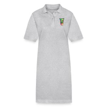 Kaktus mit buntem Topf - Stanley/Stella Frauen Bio-Polokleid PAIGER - Grau meliert - Vorne