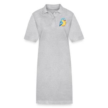Wellensittich bunt auf Ast - Stanley/Stella Frauen Bio-Polokleid PAIGER - Grau meliert - Vorne