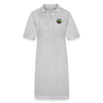 Bunter nostalgischer Eisenbahnzug mit Dampflok - Stanley/Stella Frauen Bio-Polokleid PAIGER - Grau meliert - Vorne