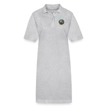 Bunter nostalgischer Eisenbahnzug mit Dampflok - Stanley/Stella Frauen Bio-Polokleid PAIGER - Grau meliert - Vorne
