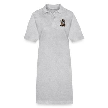 Waschbär Musiker Saxophon - Stanley/Stella Frauen Bio-Polokleid PAIGER - Grau meliert - Vorne