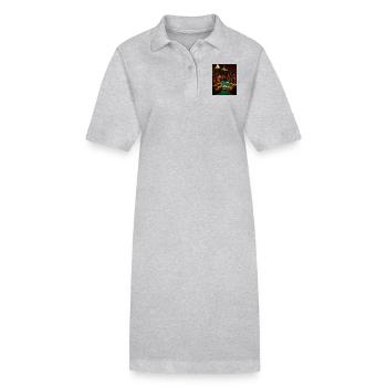 Winged poker face – roosters gamble - Stanley/Stella PAIGER Organic Women’s Polo Dress - heather grey - Front
