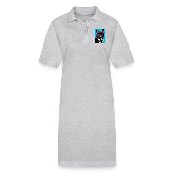 Pop Art Bulldog - Stanley/Stella Frauen Bio-Polokleid PAIGER - Grau meliert - Vorne