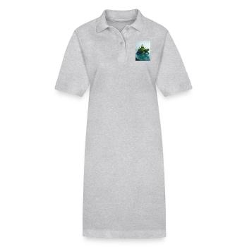 Aspidochelone, tortue marine médiévale du myt européen - Robe polo bio PAIGER Stanley/Stella Femme - gris chiné - Devant