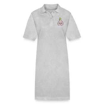Kawaii Zwiebel Knoblauch Kawaii Gemüse Kawaii Obst - Stanley/Stella Frauen Bio-Polokleid PAIGER - Grau meliert - Vorne