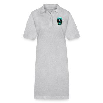 Green Skull - Stanley/Stella PAIGER Organic Women’s Polo Dress - heather grey - Front
