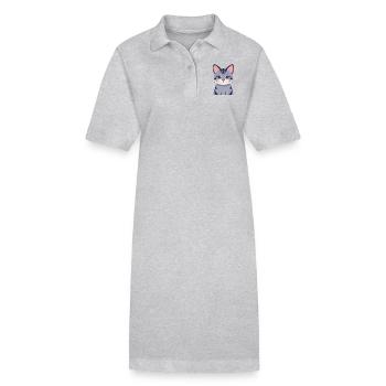 graue Katze süß - Stanley/Stella Frauen Bio-Polokleid PAIGER - Grau meliert - Vorne