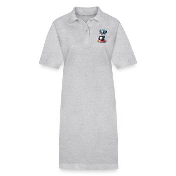 Pandas Schwimmabenteuer! - Stanley/Stella Frauen Bio-Polokleid PAIGER - Grau meliert - Vorne