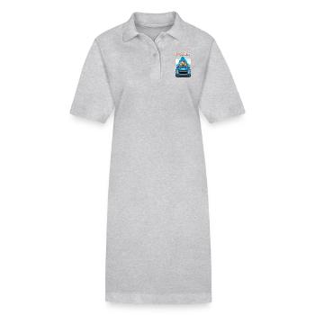 Chien teckel rêveur voyageant dans un pick-up - Robe polo bio PAIGER Stanley/Stella Femme - gris chiné - Devant