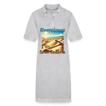 Maspalomas Dünen Strand Sonnenuntergang Grunge - Stanley/Stella Frauen Bio-Polokleid PAIGER - Grau meliert - Vorne