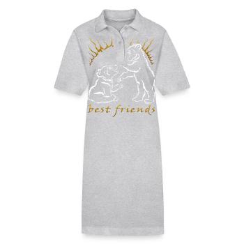 Zwei Bären - beste Freunde - Stanley/Stella Frauen Bio-Polokleid PAIGER - Grau meliert - Vorne