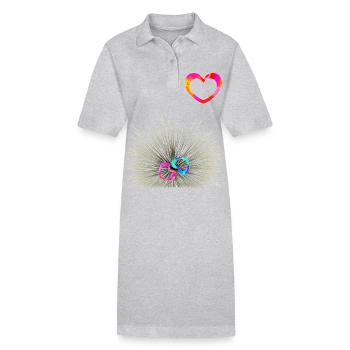 Pregnancy Gemini Announcement - Stanley/Stella PAIGER Organic Women’s Polo Dress - heather grey - Front