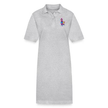Lama in bunt - Stanley/Stella Frauen Bio-Polokleid PAIGER - Grau meliert - Vorne