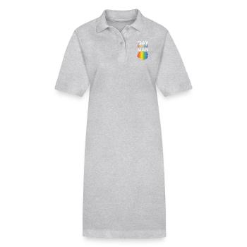 Schwuler bärtiger Mann - Stanley/Stella Frauen Bio-Polokleid PAIGER - Grau meliert - Vorne